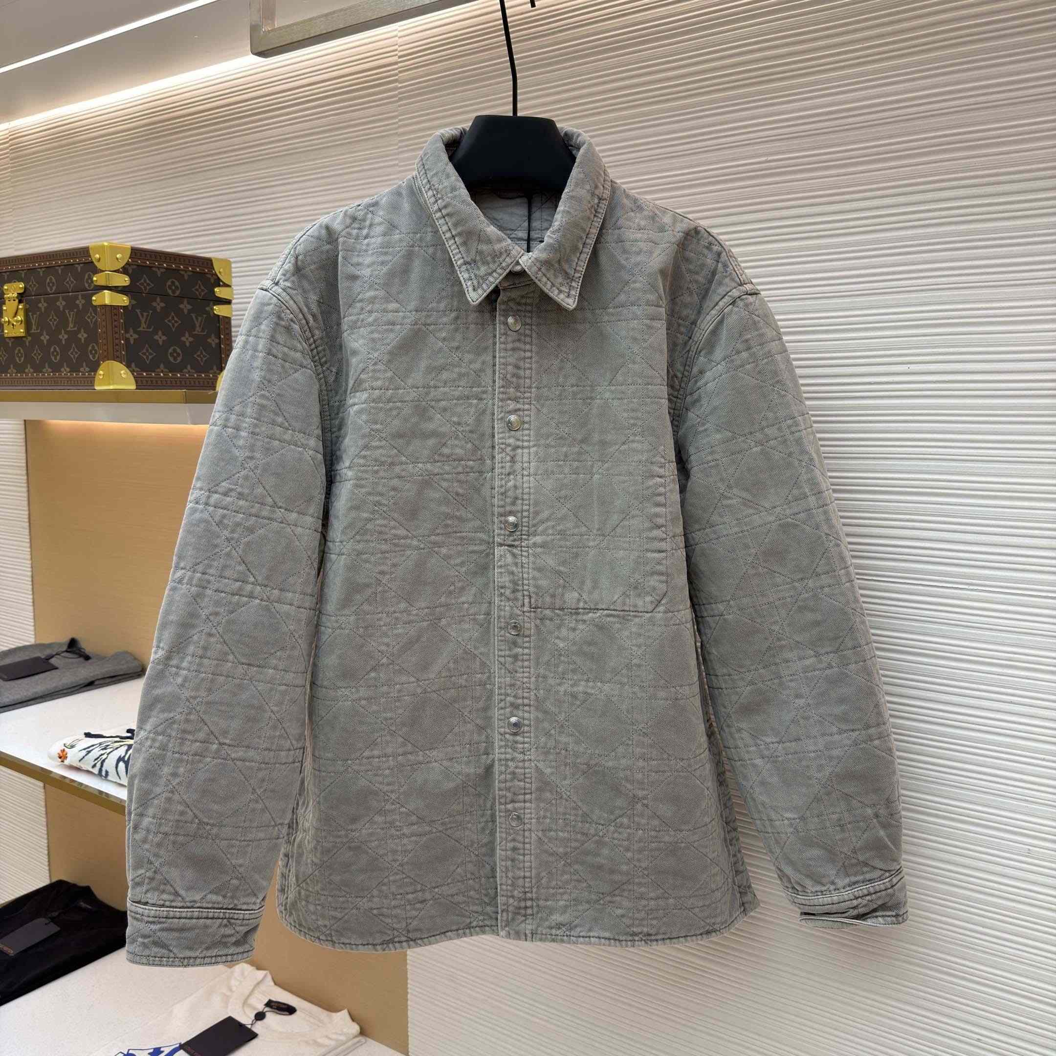 Dior Cannage Overshirt Gray Cotton Twill - DopestKickz