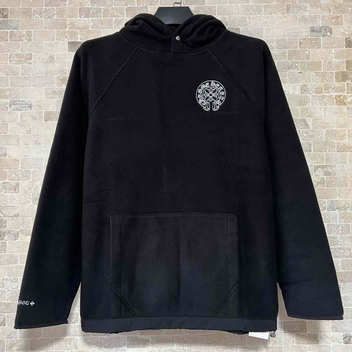 Chrome Hearts Horseshoe Embroidered Silver Button Polar Fleece Hoodie - DopestKickz