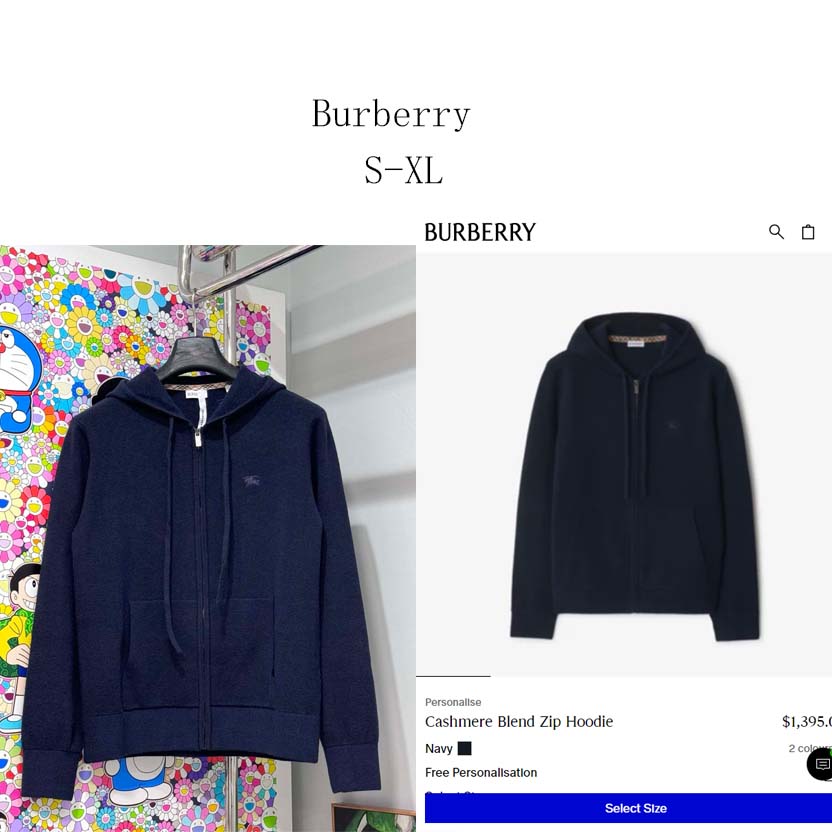 Burberry Cashmere Blend Zip Hoodie - DopestKickz