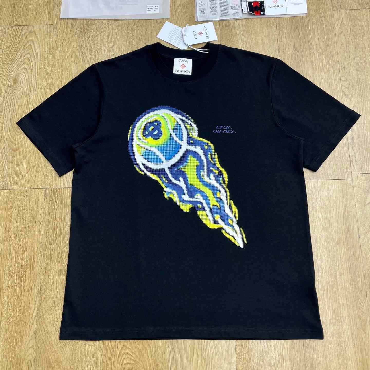 Casablanca FLAMING TENNIS BALL OVERSIZED SHORT SLEEVE T‑SHIRT C1116 - DopestKickz