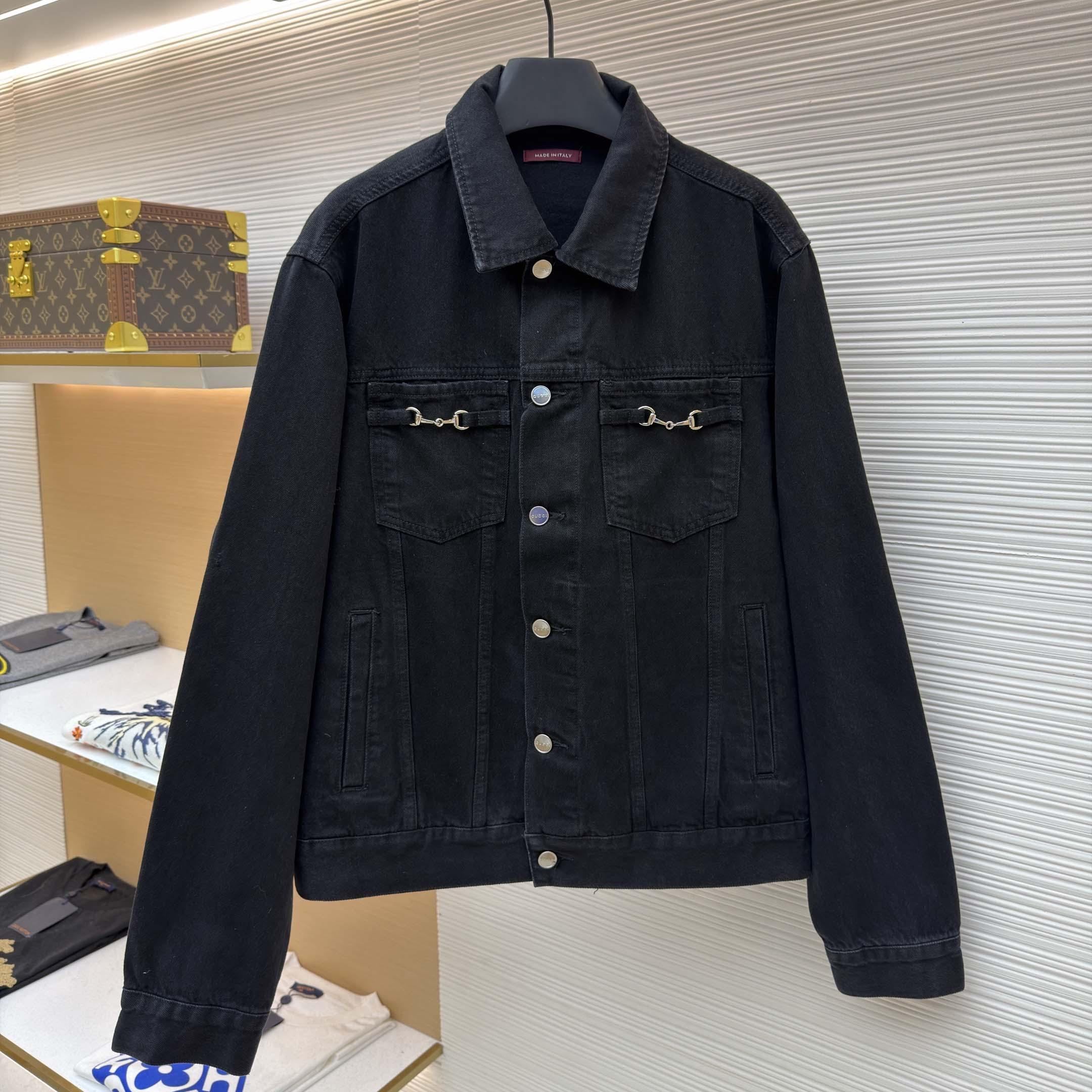 Gucci Cotton Denim Jacket With Horsebit - DopestKickz
