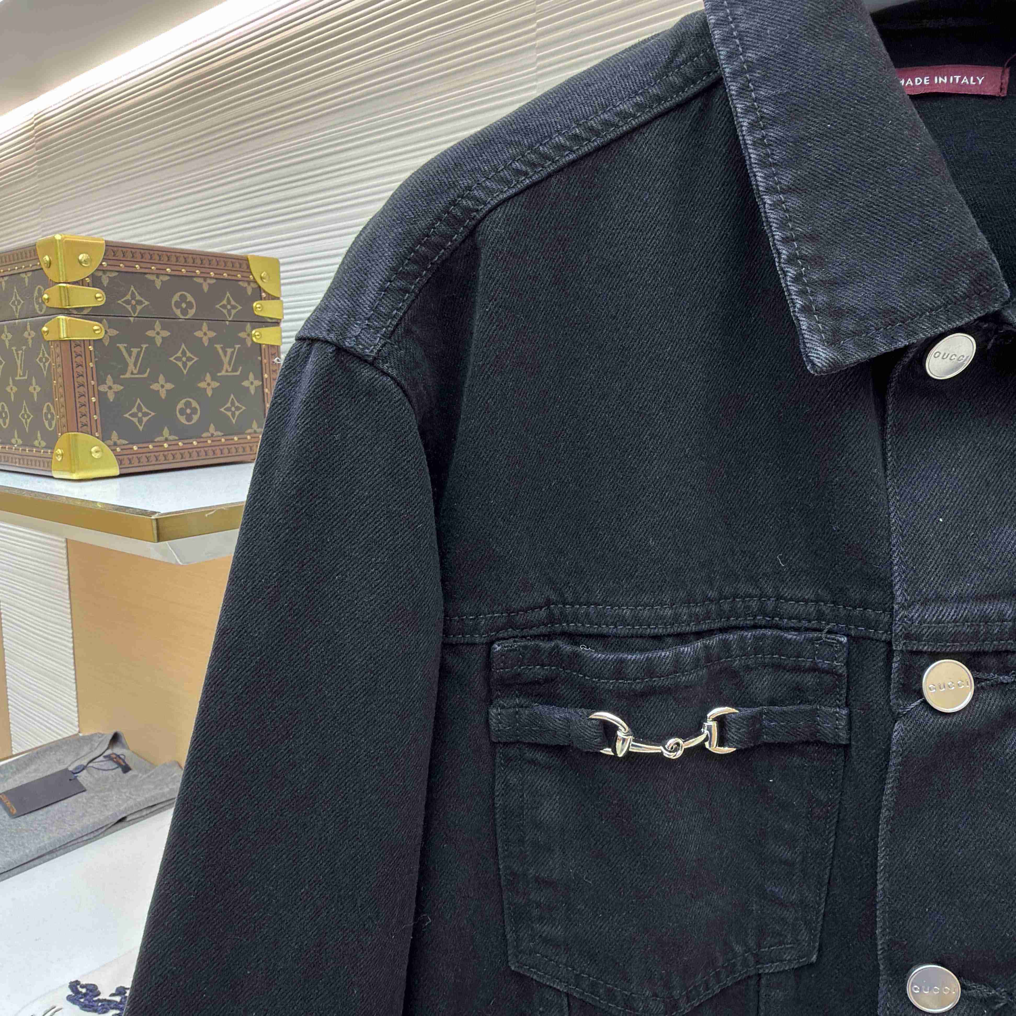 Gucci Cotton Denim Jacket With Horsebit - DopestKickz