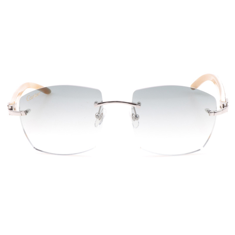 Cartier CT 4189706 Shell Mix White Buffalo Sunglasses In Silver Gradient Grey - DopestKickz