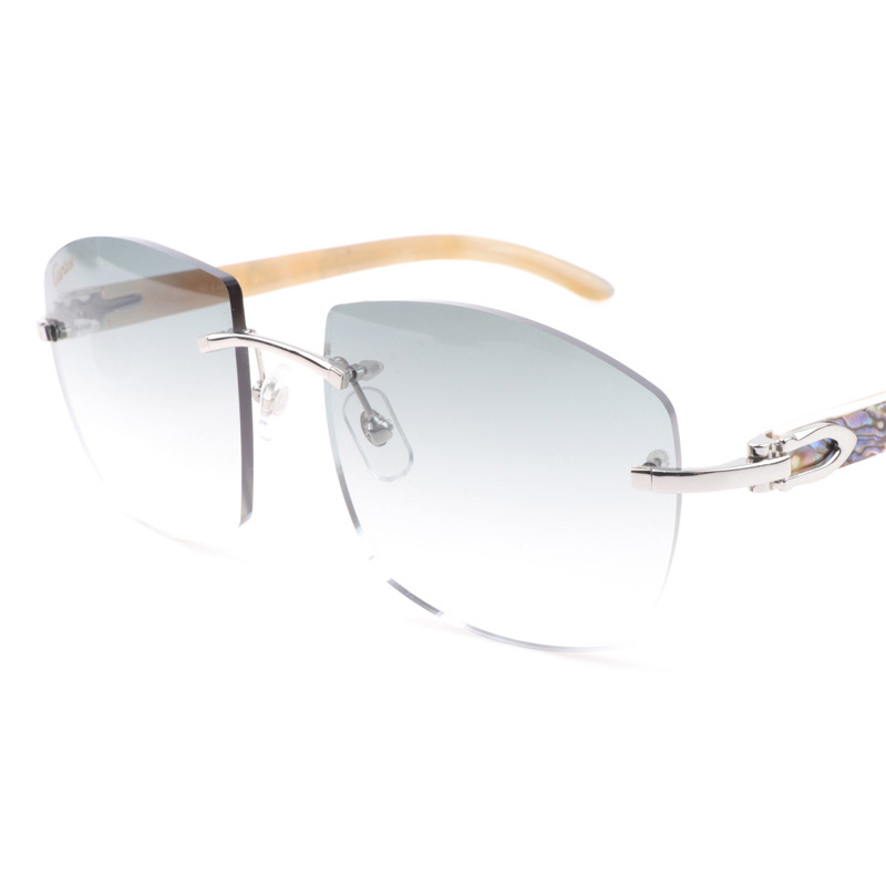 Cartier CT 4189706 Shell Mix White Buffalo Sunglasses In Silver Gradient Grey - DopestKickz