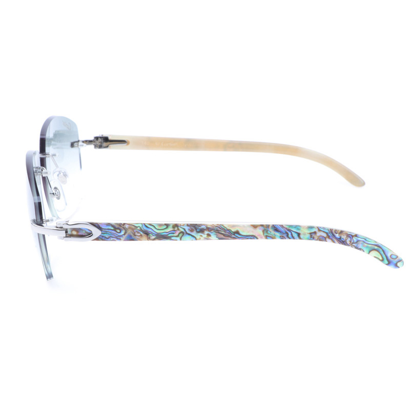 Cartier CT 4189706 Shell Mix White Buffalo Sunglasses In Silver Gradient Grey - DopestKickz