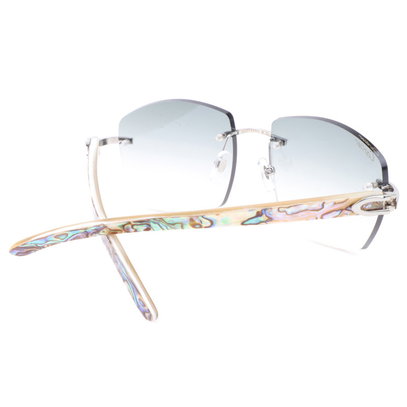 Cartier CT 4189706 Shell Mix White Buffalo Sunglasses In Silver Gradient Grey - DopestKickz
