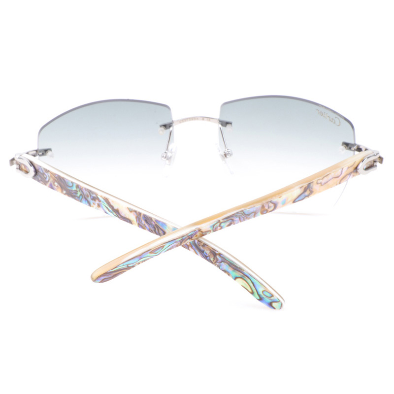 Cartier CT 4189706 Shell Mix White Buffalo Sunglasses In Silver Gradient Grey - DopestKickz