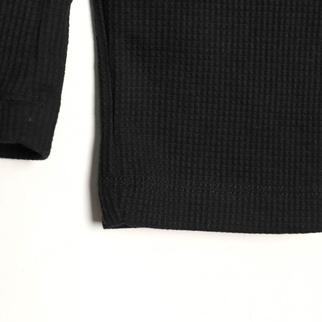 Chrome Hearts  Black Thermal Leather Cross Patch Long Sleeve Tee - DopestKickz