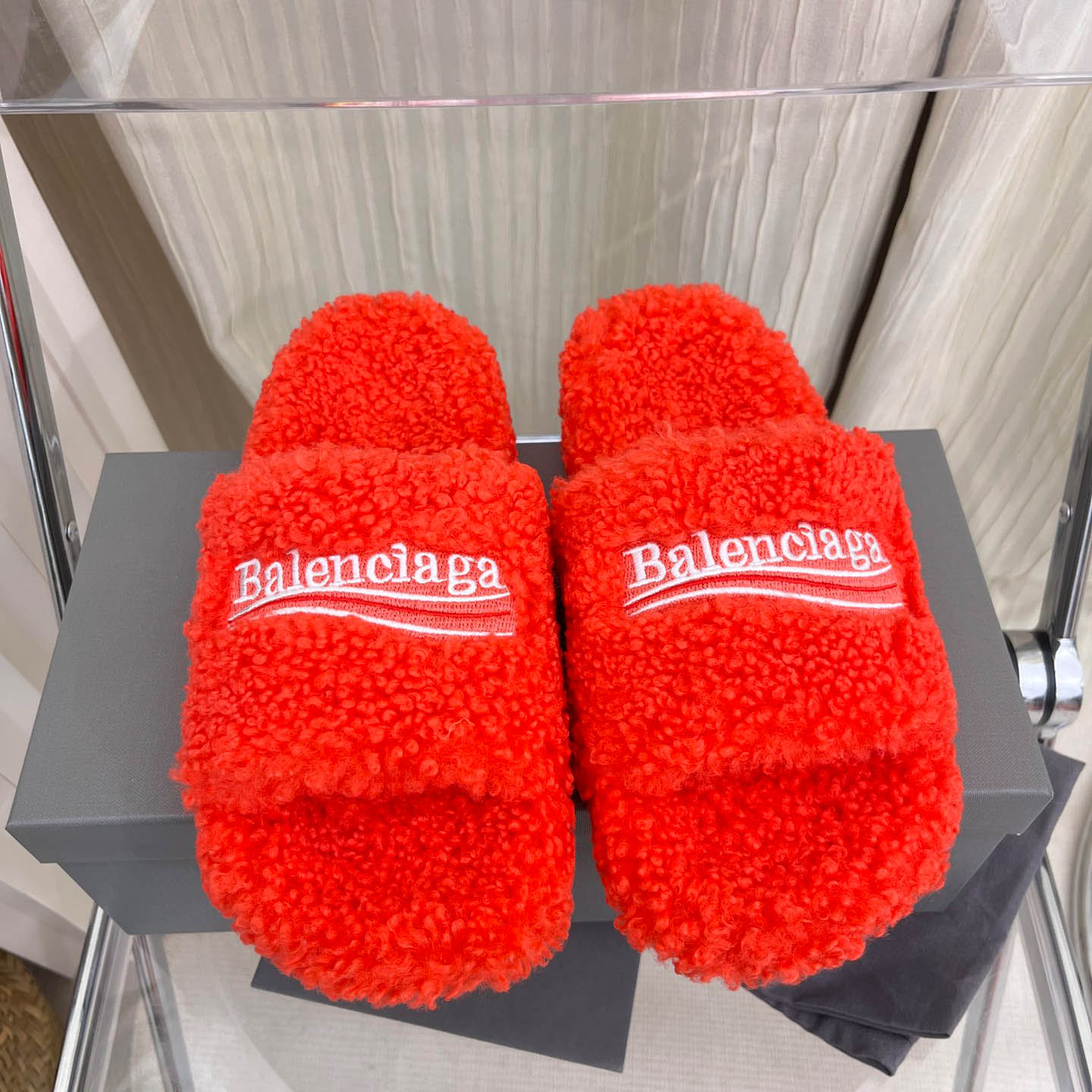 Balenciaga Furry Slide Sandals - DopestKickz