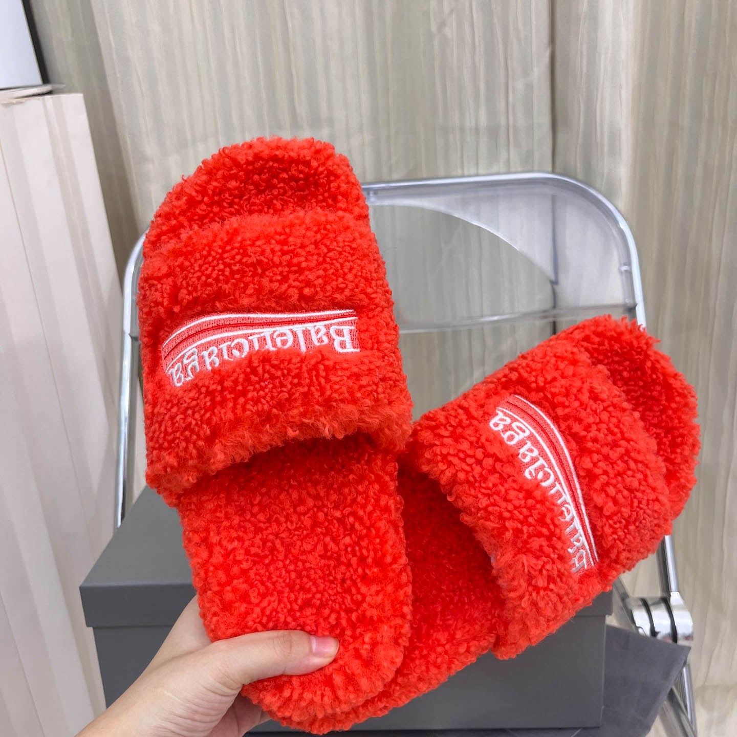 Balenciaga Furry Slide Sandals - DopestKickz