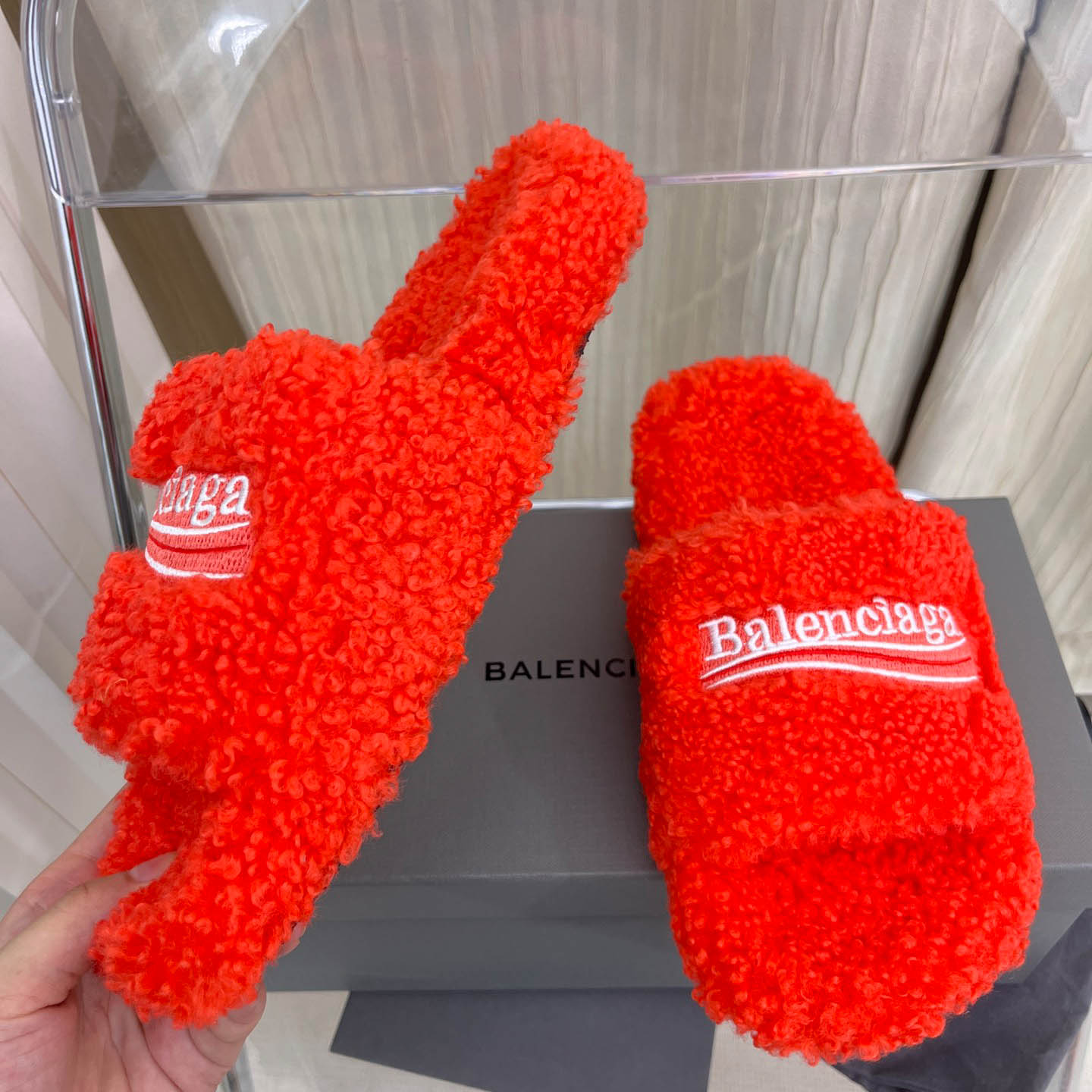 Balenciaga Furry Slide Sandals - DopestKickz