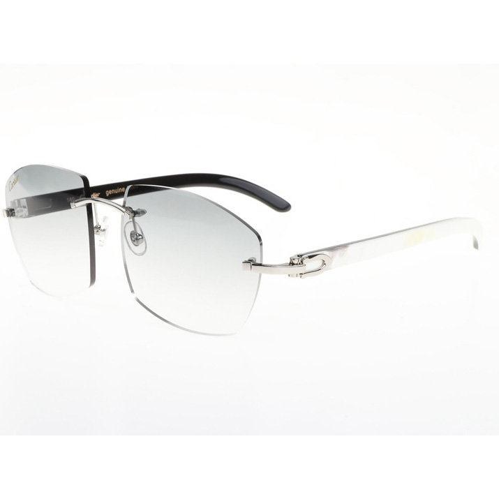 Cartier CT 4189706 White Mix Black Buffalo Sunglasses In Silver Gradient Grey - DopestKickz