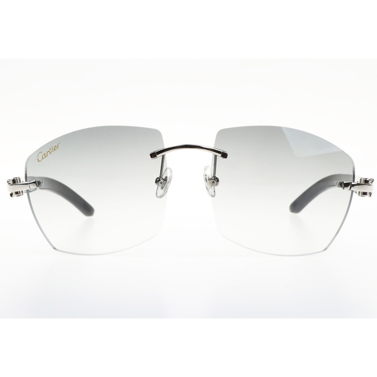 Cartier CT 4189706 White Mix Black Buffalo Sunglasses In Silver Gradient Grey - DopestKickz
