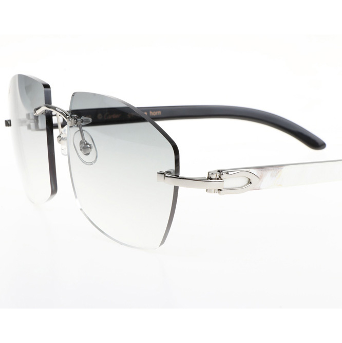 Cartier CT 4189706 White Mix Black Buffalo Sunglasses In Silver Gradient Grey - DopestKickz