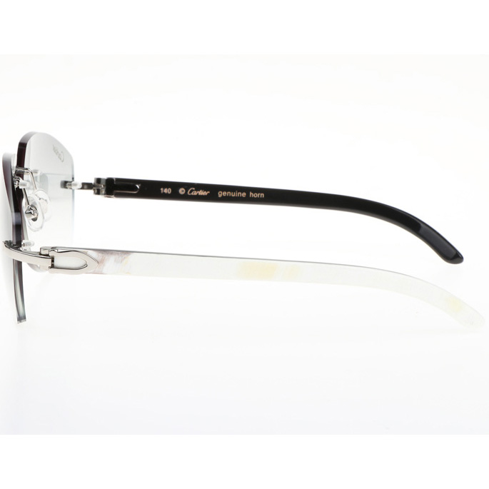 Cartier CT 4189706 White Mix Black Buffalo Sunglasses In Silver Gradient Grey - DopestKickz