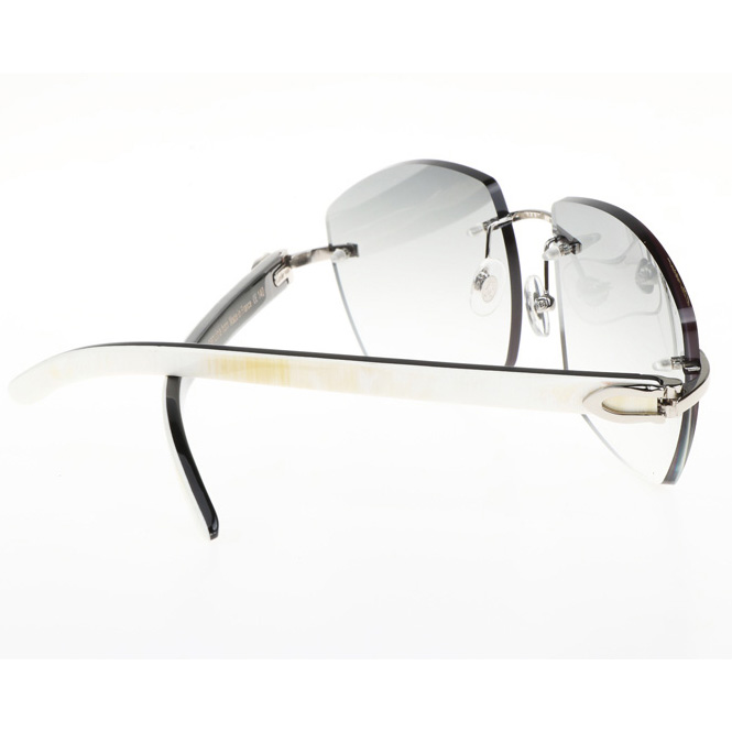 Cartier CT 4189706 White Mix Black Buffalo Sunglasses In Silver Gradient Grey - DopestKickz