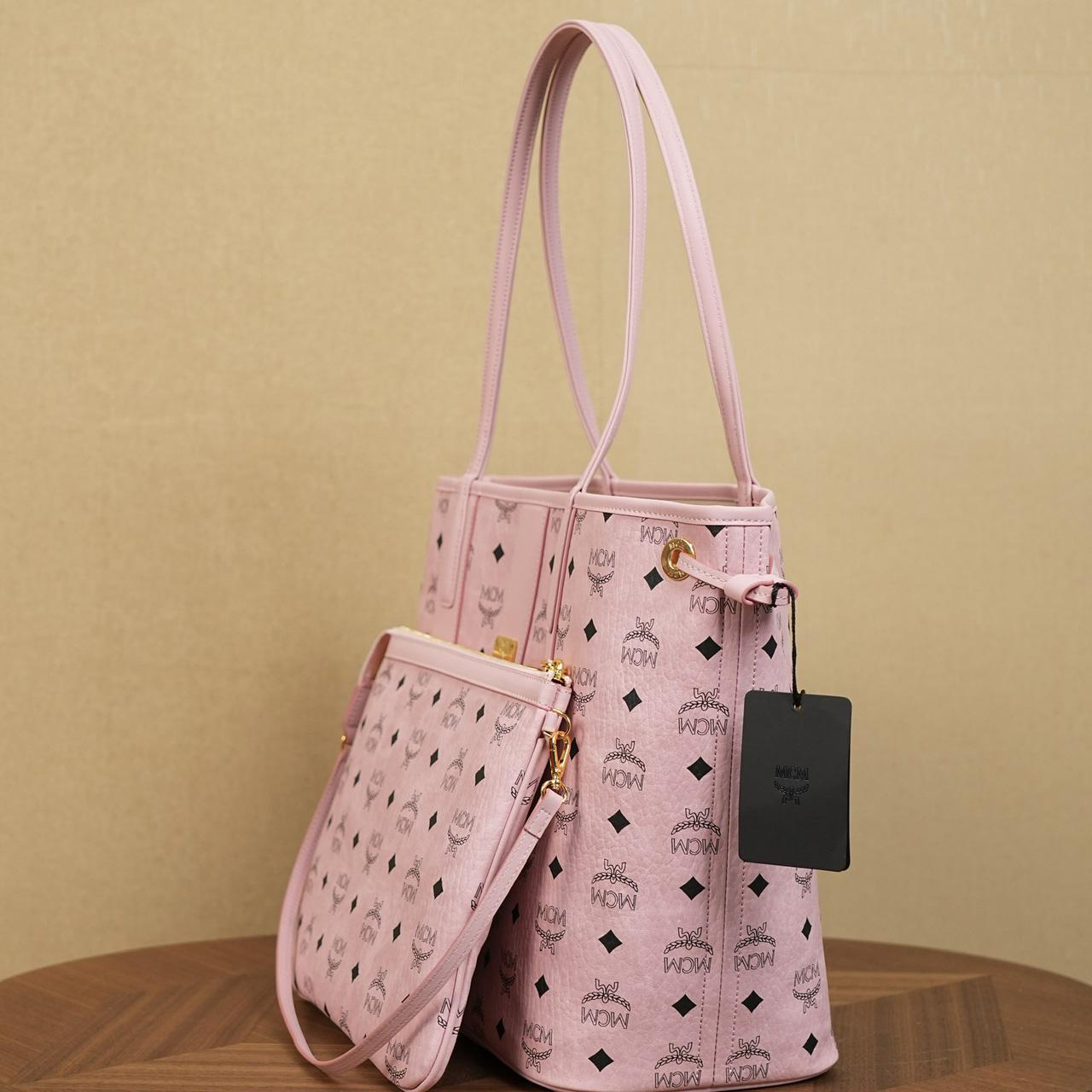 MCM Medium Liz Shopper in Visetos Pink - DopestKickz