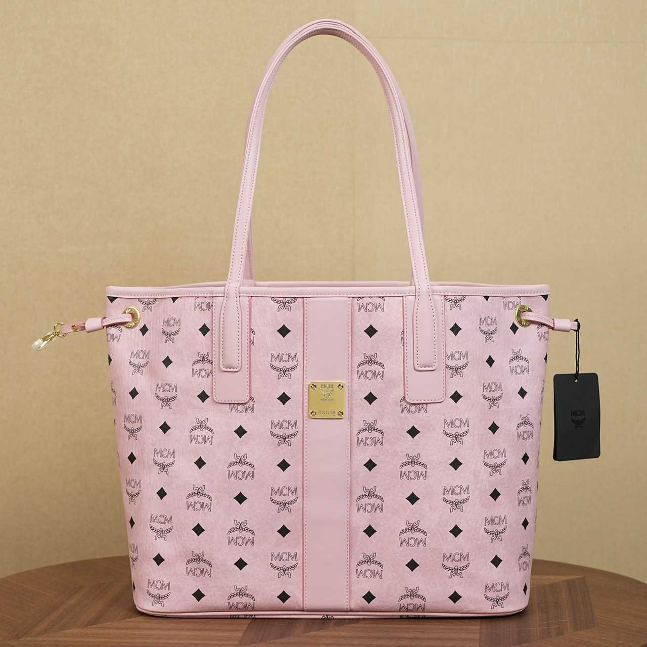 MCM Medium Liz Shopper in Visetos Pink - DopestKickz