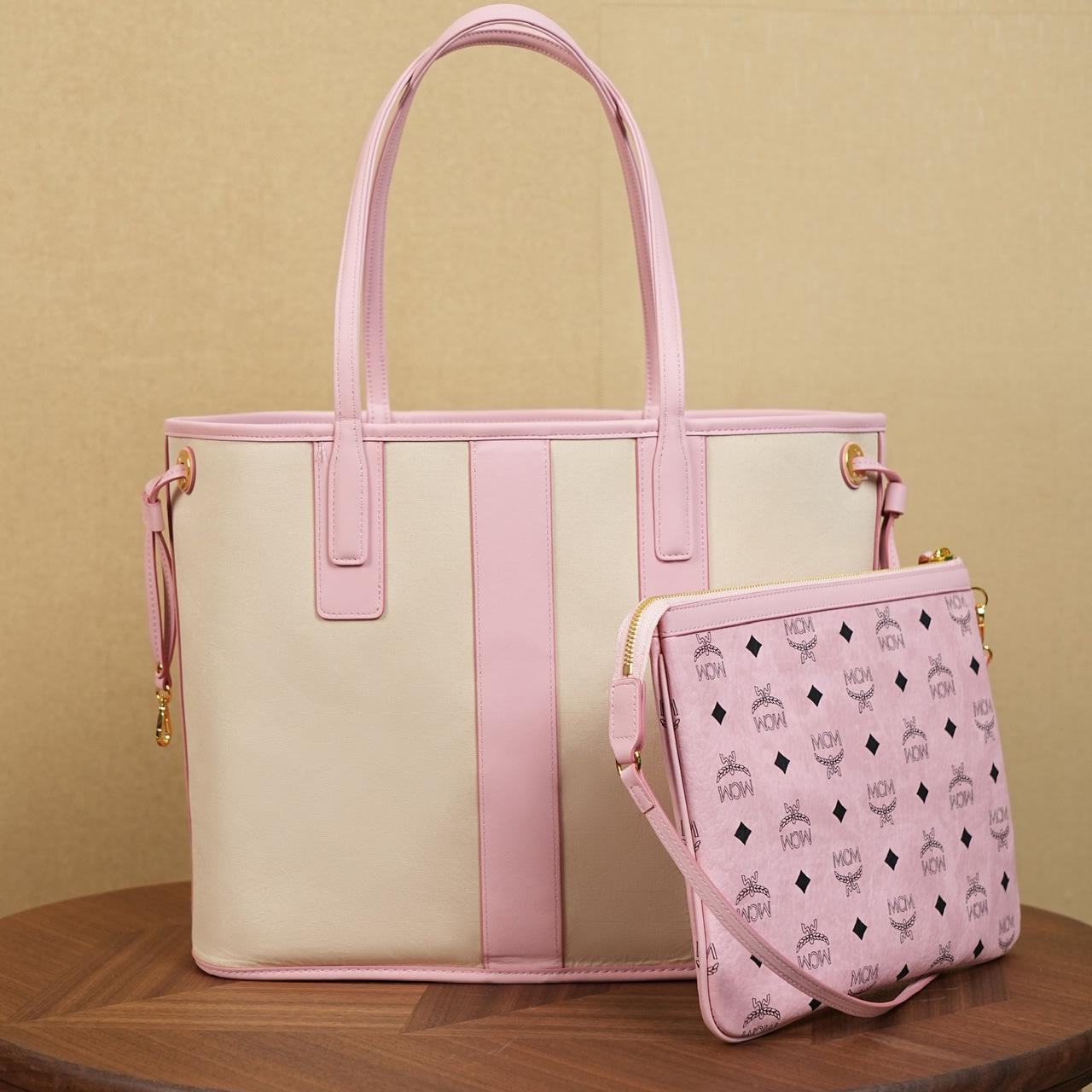 MCM Medium Liz Shopper in Visetos Pink - DopestKickz