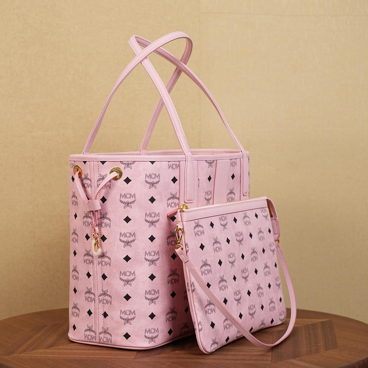 MCM Medium Liz Shopper in Visetos Pink - DopestKickz