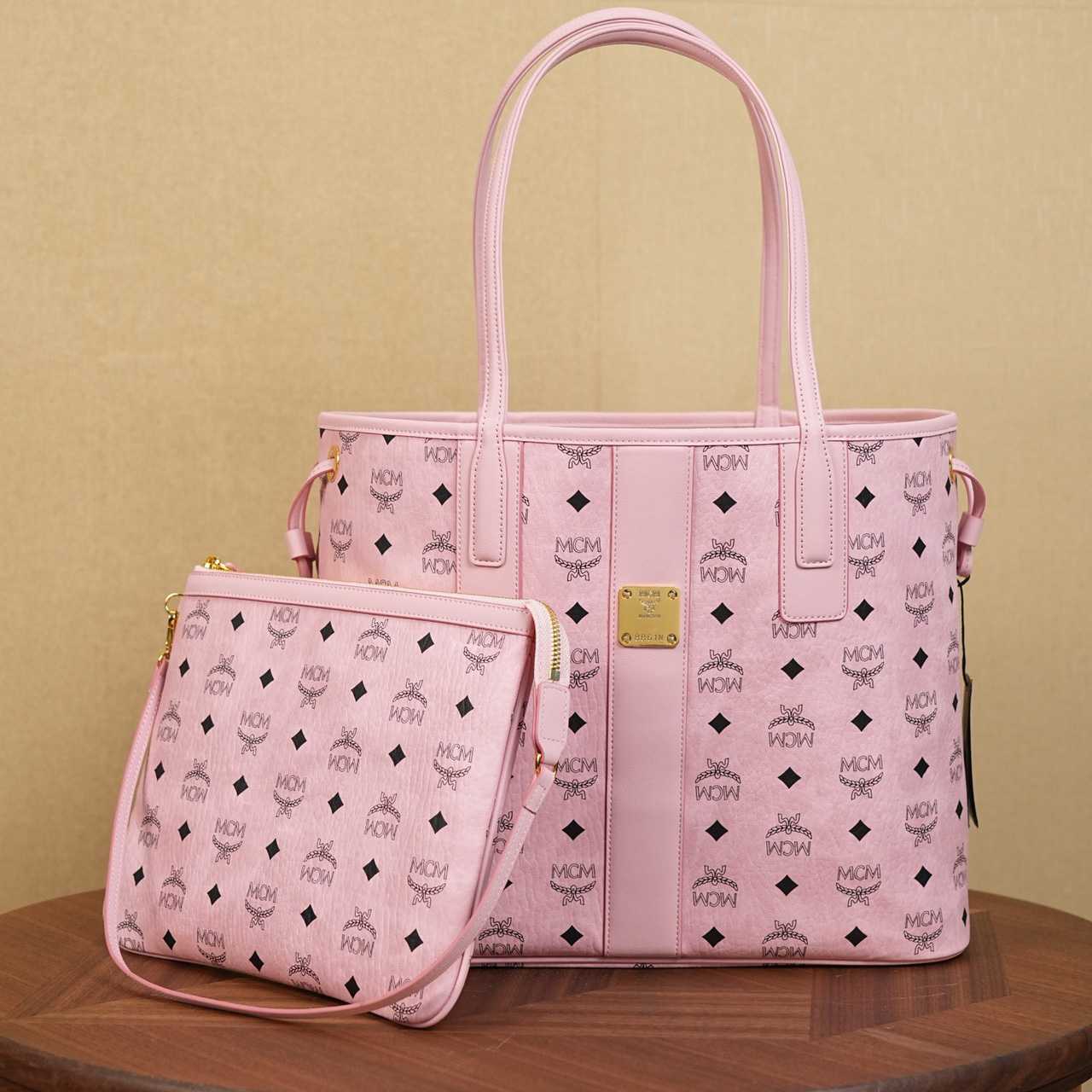 MCM Medium Liz Shopper in Visetos Pink - DopestKickz