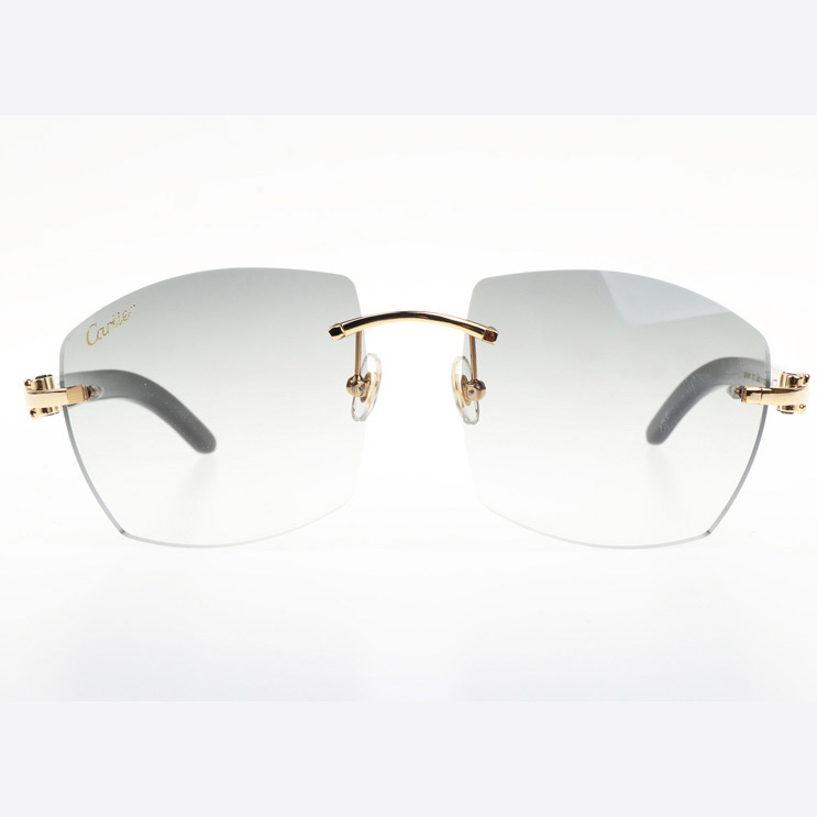 Cartier CT 4189706 Black Buffalo Sunglasses In Gold Gradient Grey - DopestKickz