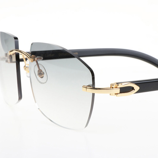 Cartier CT 4189706 Black Buffalo Sunglasses In Gold Gradient Grey - DopestKickz