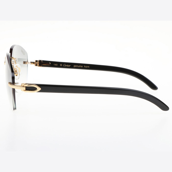 Cartier CT 4189706 Black Buffalo Sunglasses In Gold Gradient Grey - DopestKickz
