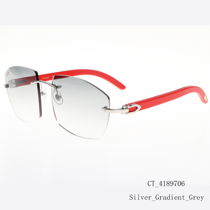 Cartier CT 4189706 Red Wood Sunglasses In Silver Gradient Grey - DopestKickz
