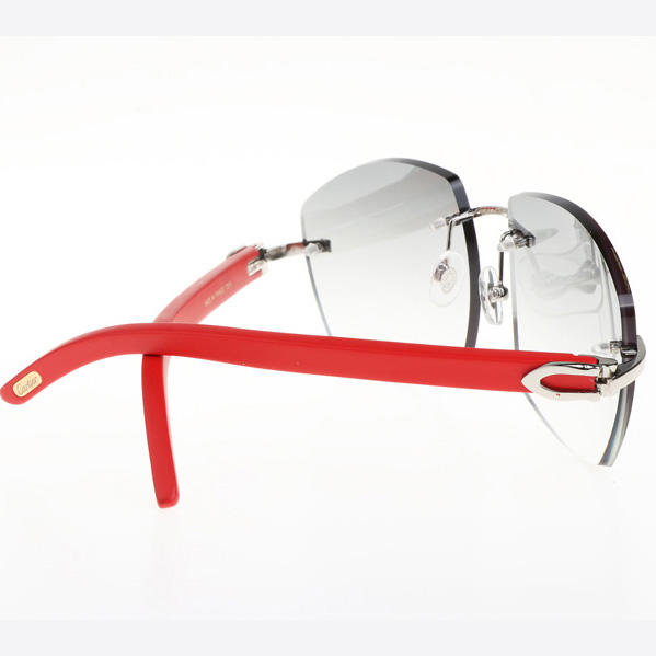 Cartier CT 4189706 Red Wood Sunglasses In Silver Gradient Grey - DopestKickz