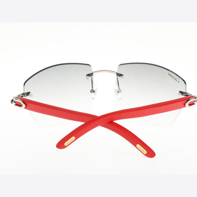 Cartier CT 4189706 Red Wood Sunglasses In Silver Gradient Grey - DopestKickz