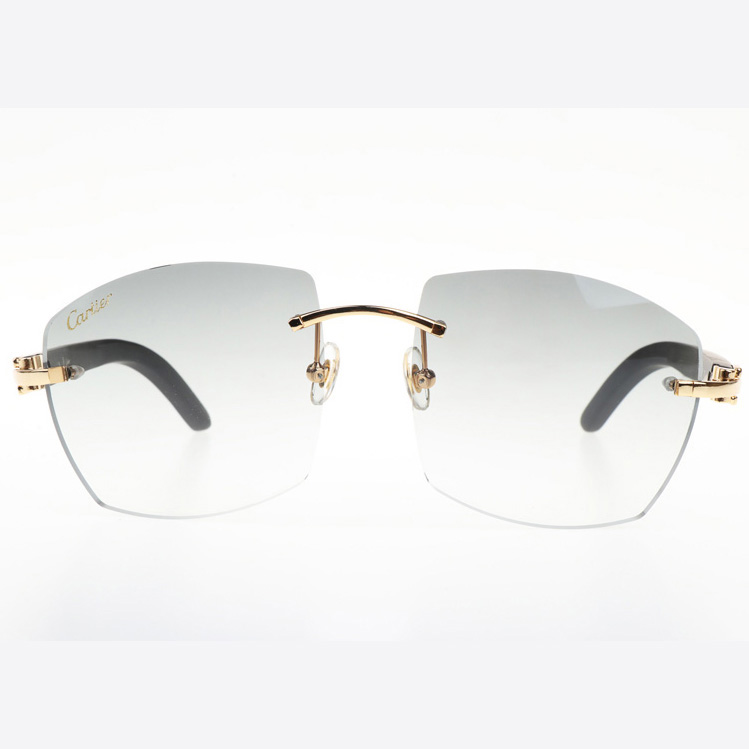 Cartier CT 4189706 Black Wood Sunglasses In Gold Gradient Grey - DopestKickz