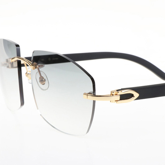 Cartier CT 4189706 Black Wood Sunglasses In Gold Gradient Grey - DopestKickz