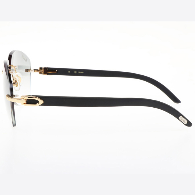 Cartier CT 4189706 Black Wood Sunglasses In Gold Gradient Grey - DopestKickz
