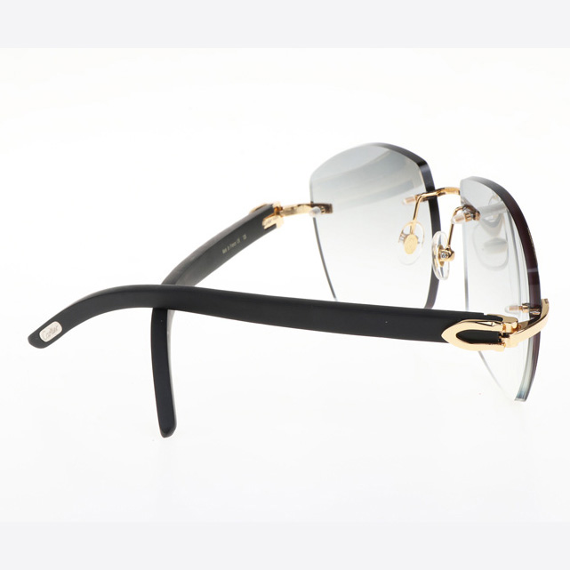 Cartier CT 4189706 Black Wood Sunglasses In Gold Gradient Grey - DopestKickz