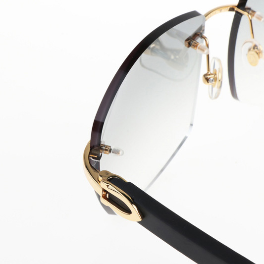 Cartier CT 4189706 Black Wood Sunglasses In Gold Gradient Grey - DopestKickz