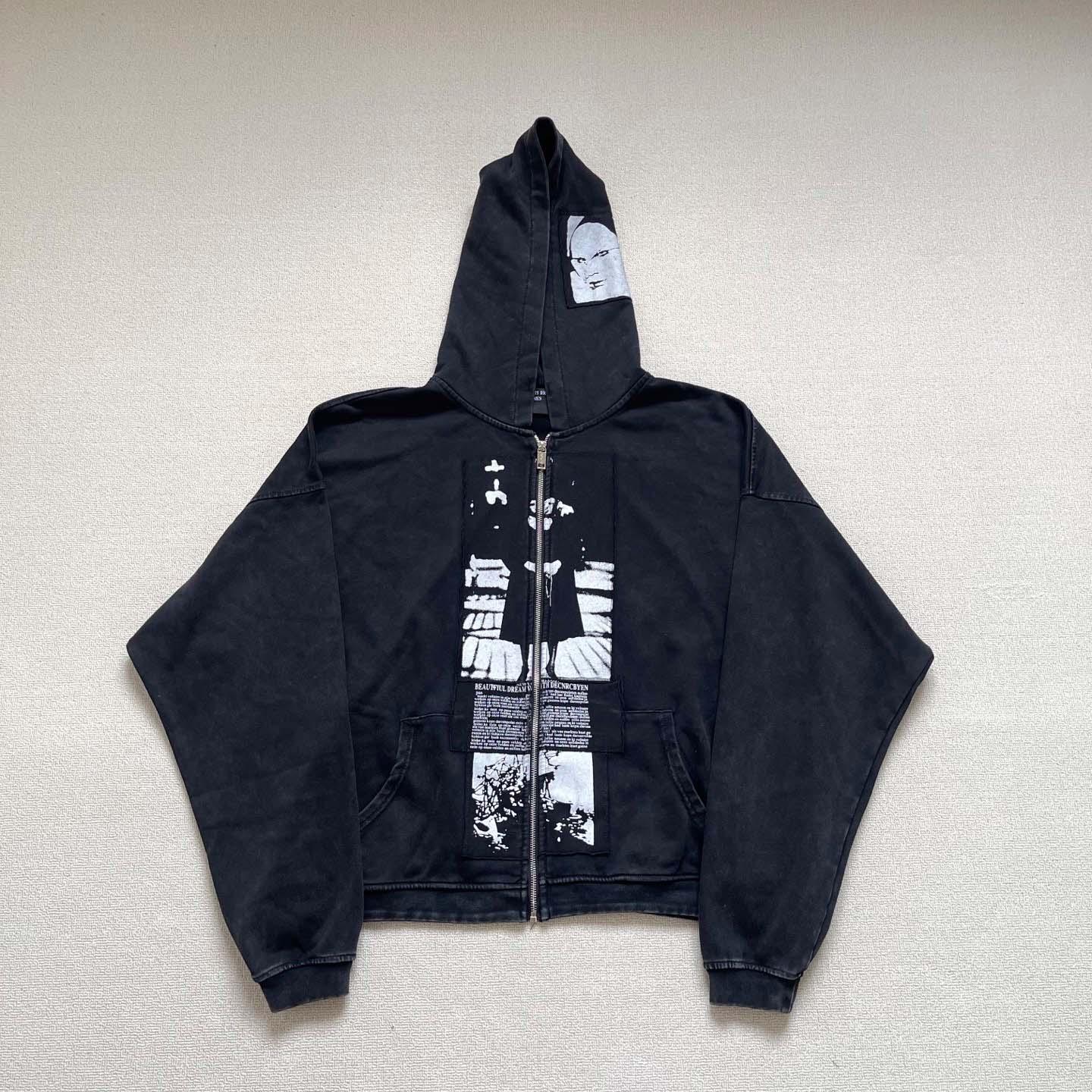 Enfants Riches Déprimés  Artist Defends Baggy Assemblage Zip Hoodie 'Faded Black' - DopestKickz