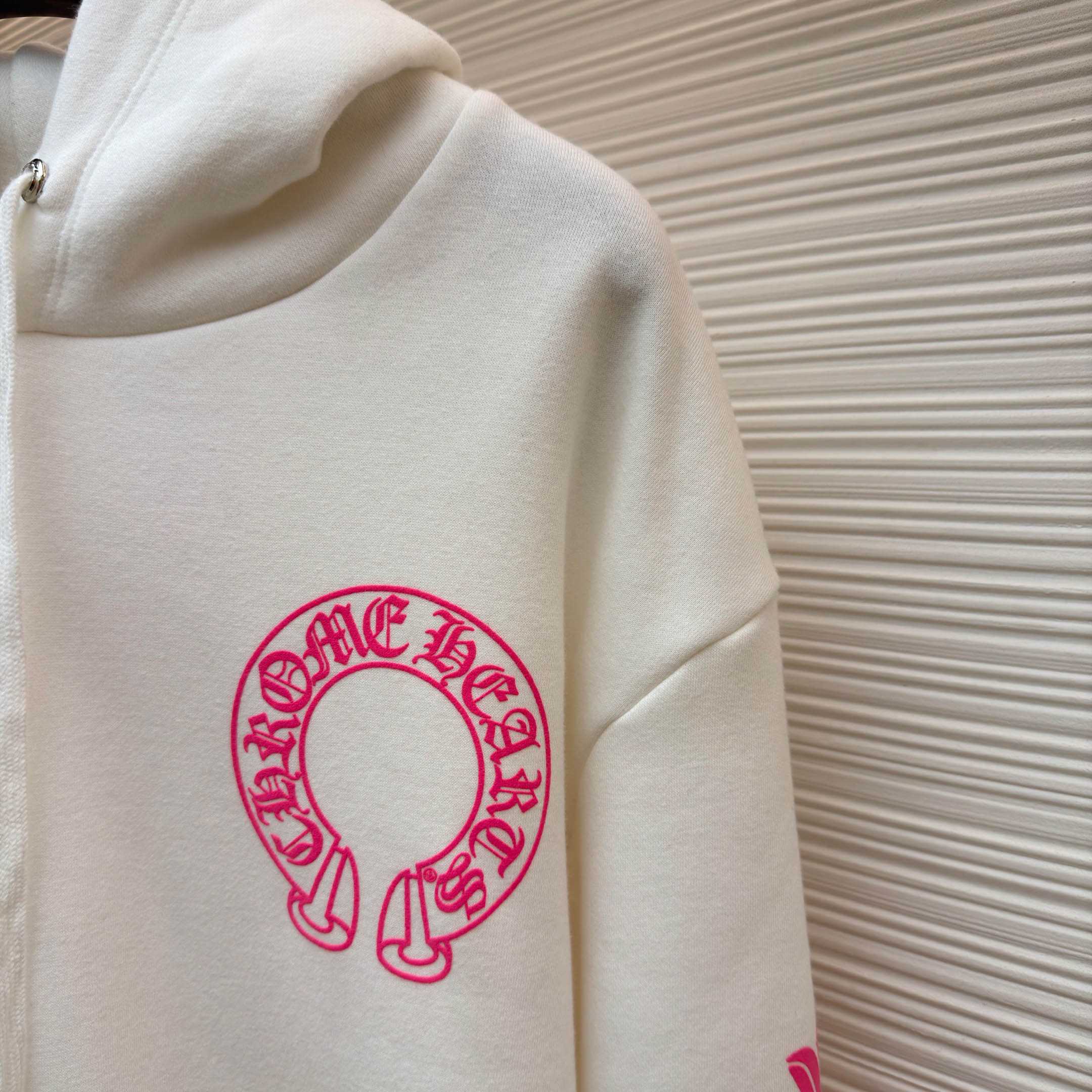 Chrome Hearts Pink Horseshoe Floral Sleeve Pullover Hoodie - DopestKickz