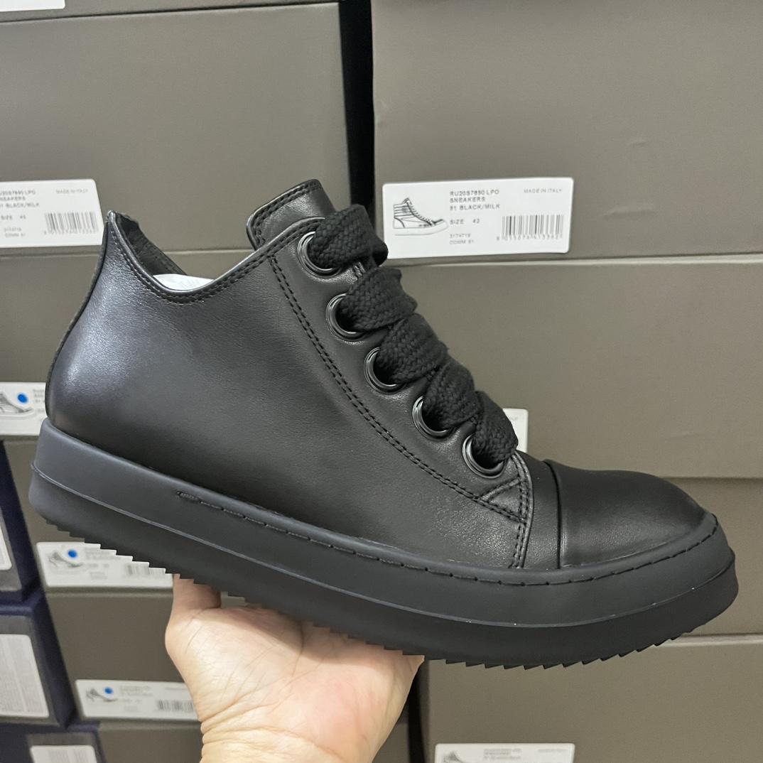 Rick Owens Lido Jumbo Laced Sneaker Low 'Black' - DopestKickz