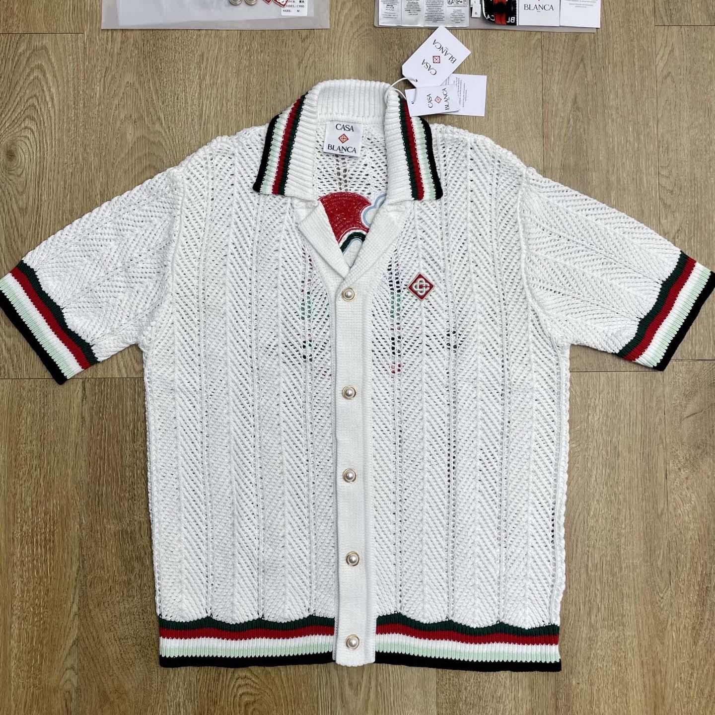 Casablanca Sporty Faux Crochet Cotton Shirt    Z6029 - DopestKickz