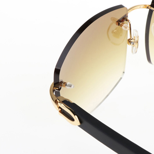 Cartier CT 4189706 Black Wood Sunglasses In Gold Gradient Brown - DopestKickz