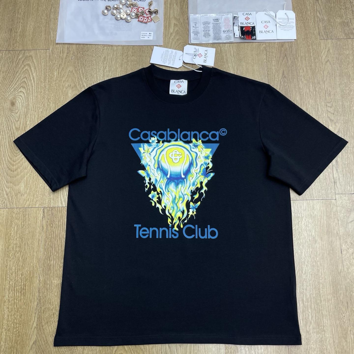 Casablanca Black Tennis Club Icon Short Sleeve T‑shirt C1123 - DopestKickz