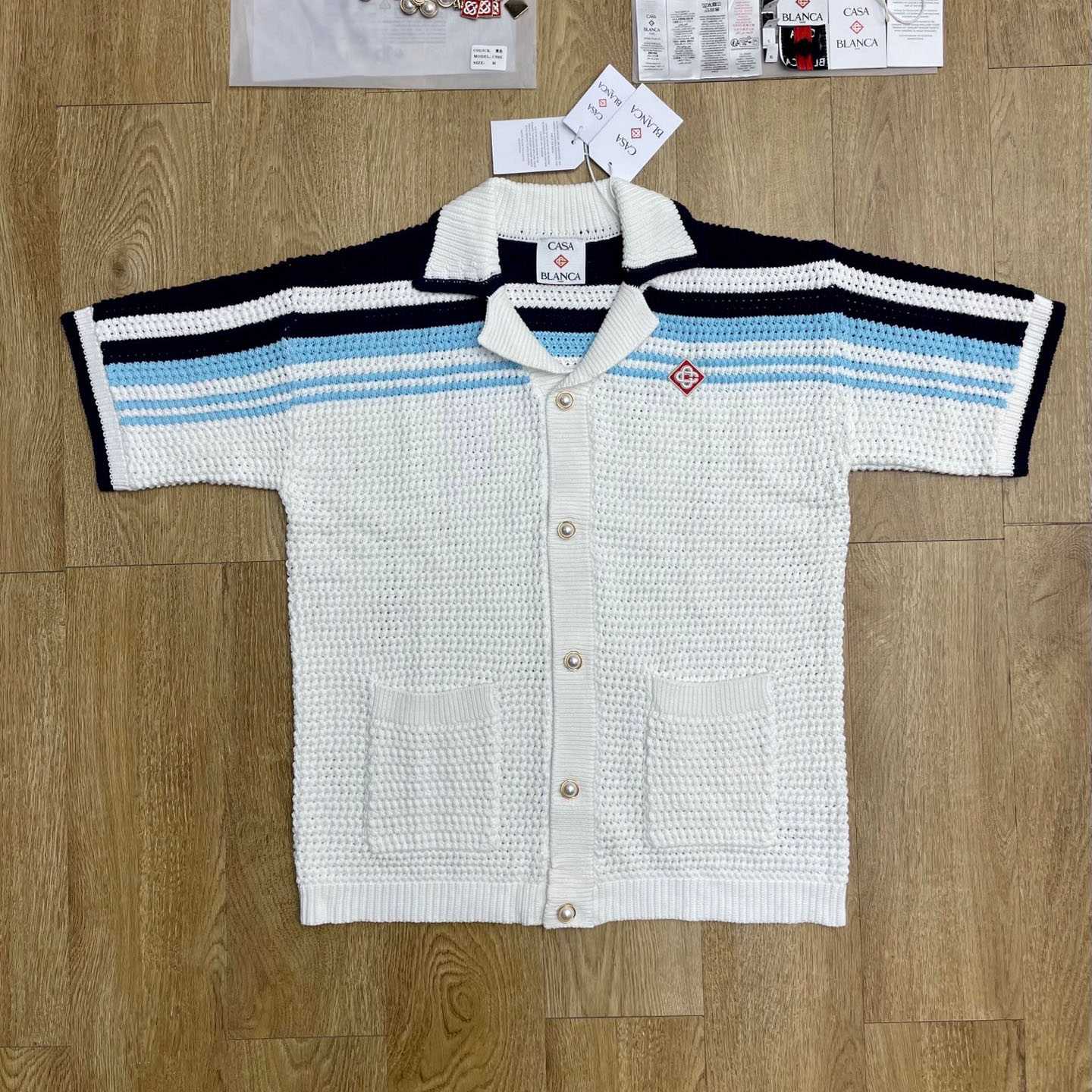 Casablanca Tennis Cotton Crochet Short Sleeve Shirt Z6038 - DopestKickz