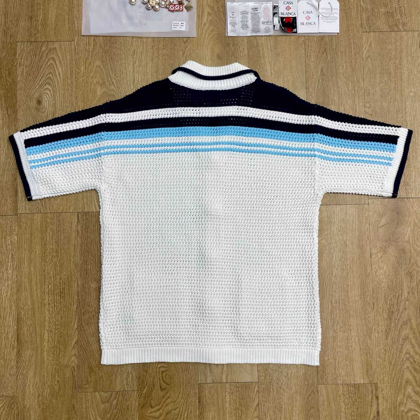 Casablanca Tennis Cotton Crochet Short Sleeve Shirt Z6038 - DopestKickz