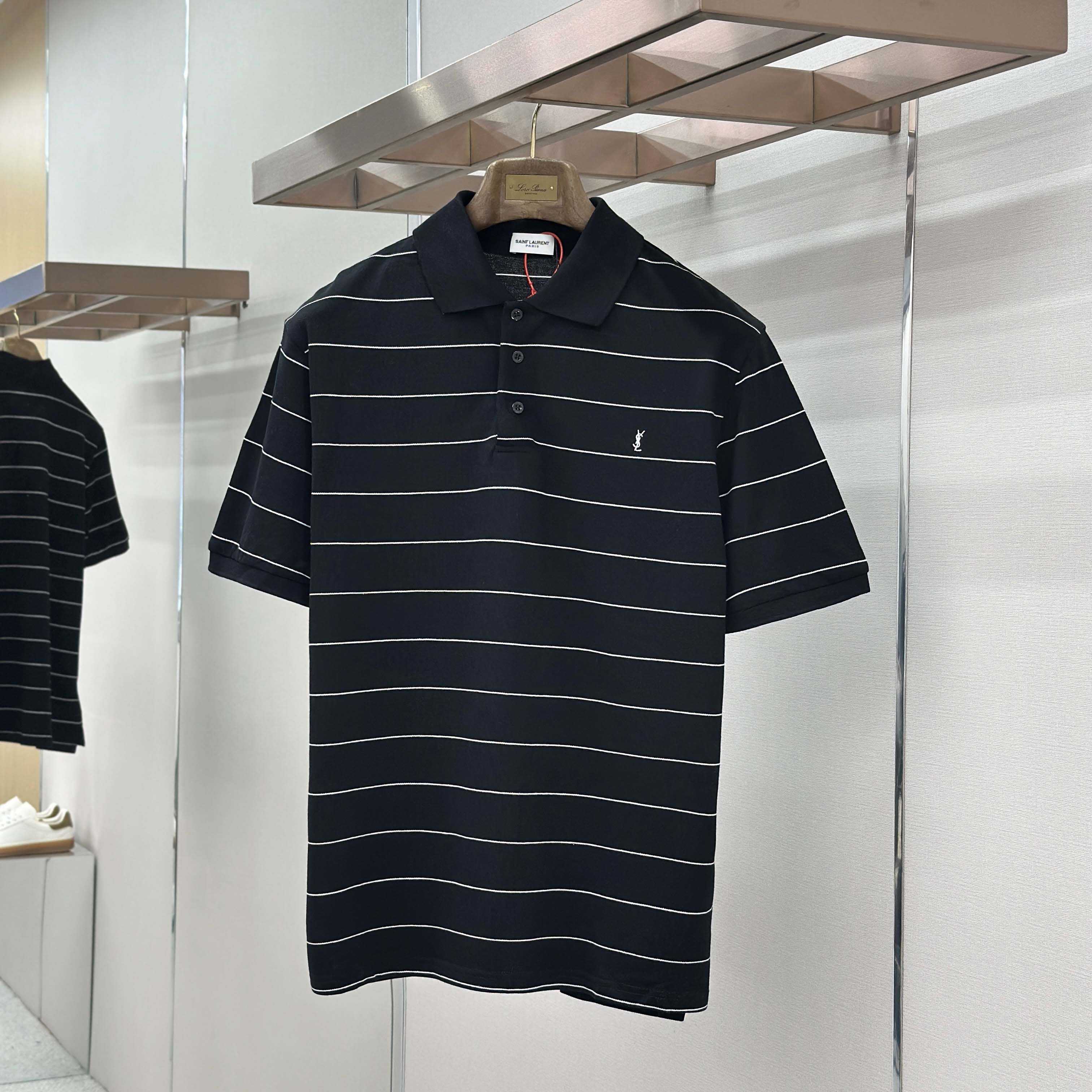 Saint Laurent Cassandre Polo Shirt in Striped Piqué - DopestKickz
