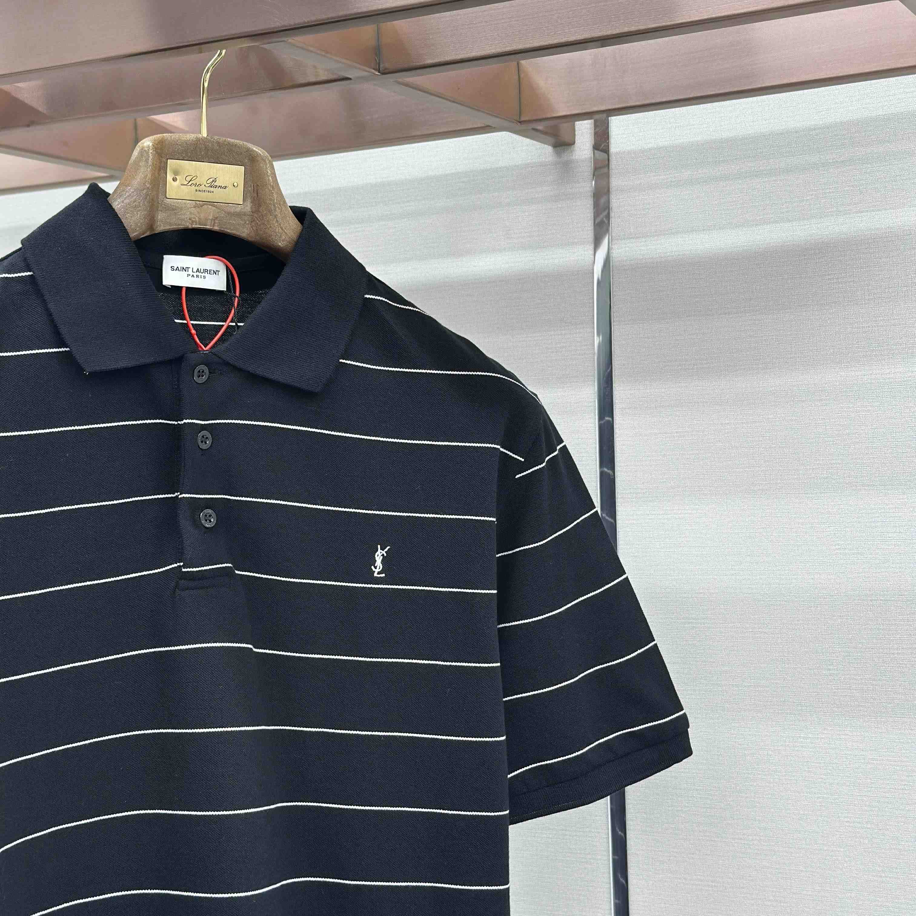 Saint Laurent Cassandre Polo Shirt in Striped Piqué - DopestKickz