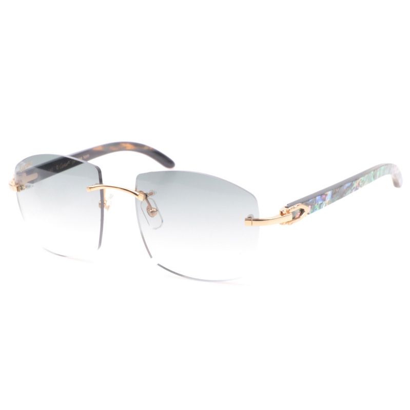 Cartier CT 4189706 Shell Mix Black Buffalo Sunglasses In Gold Gradient Grey - DopestKickz