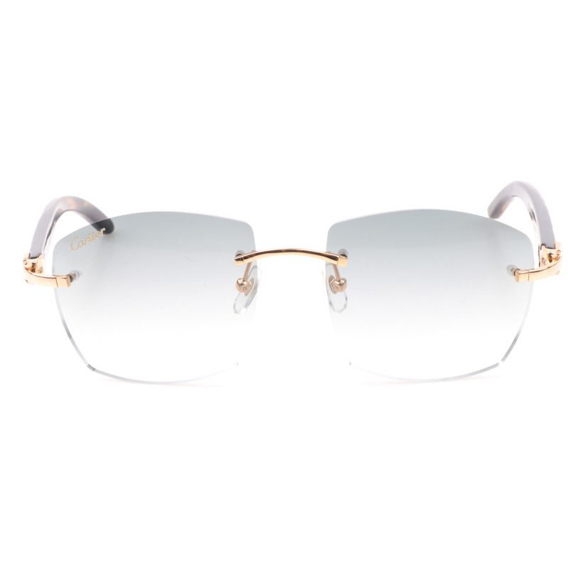Cartier CT 4189706 Shell Mix Black Buffalo Sunglasses In Gold Gradient Grey - DopestKickz