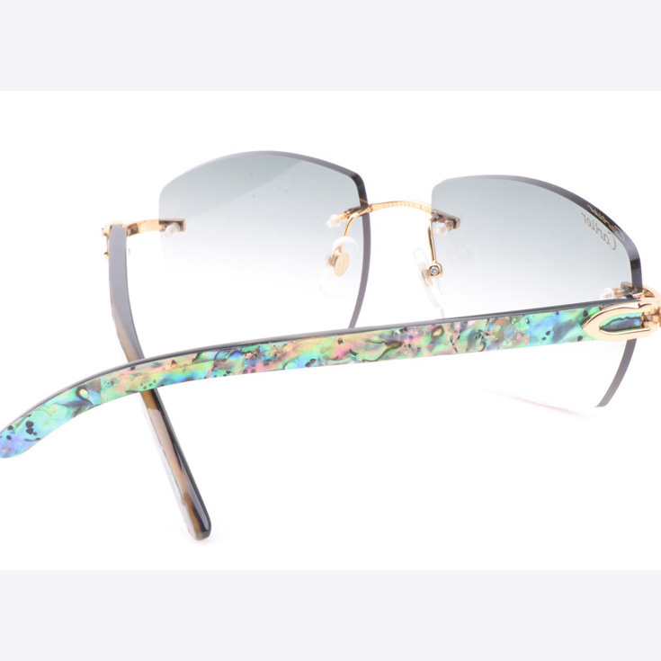 Cartier CT 4189706 Shell Mix Black Buffalo Sunglasses In Gold Gradient Grey - DopestKickz