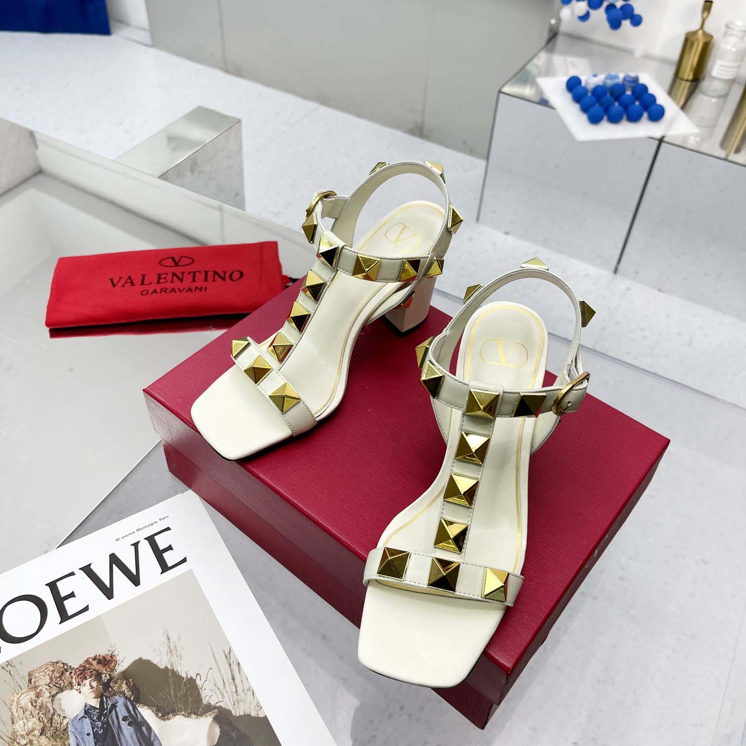 Valent Garavani Roman Stud Leather Ankle Strap Sandal - DopestKickz